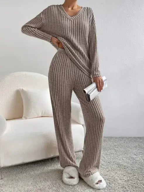 Autumn Ribbed Knit Lounge Duo
