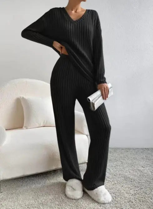 Autumn Ribbed Knit Lounge Duo